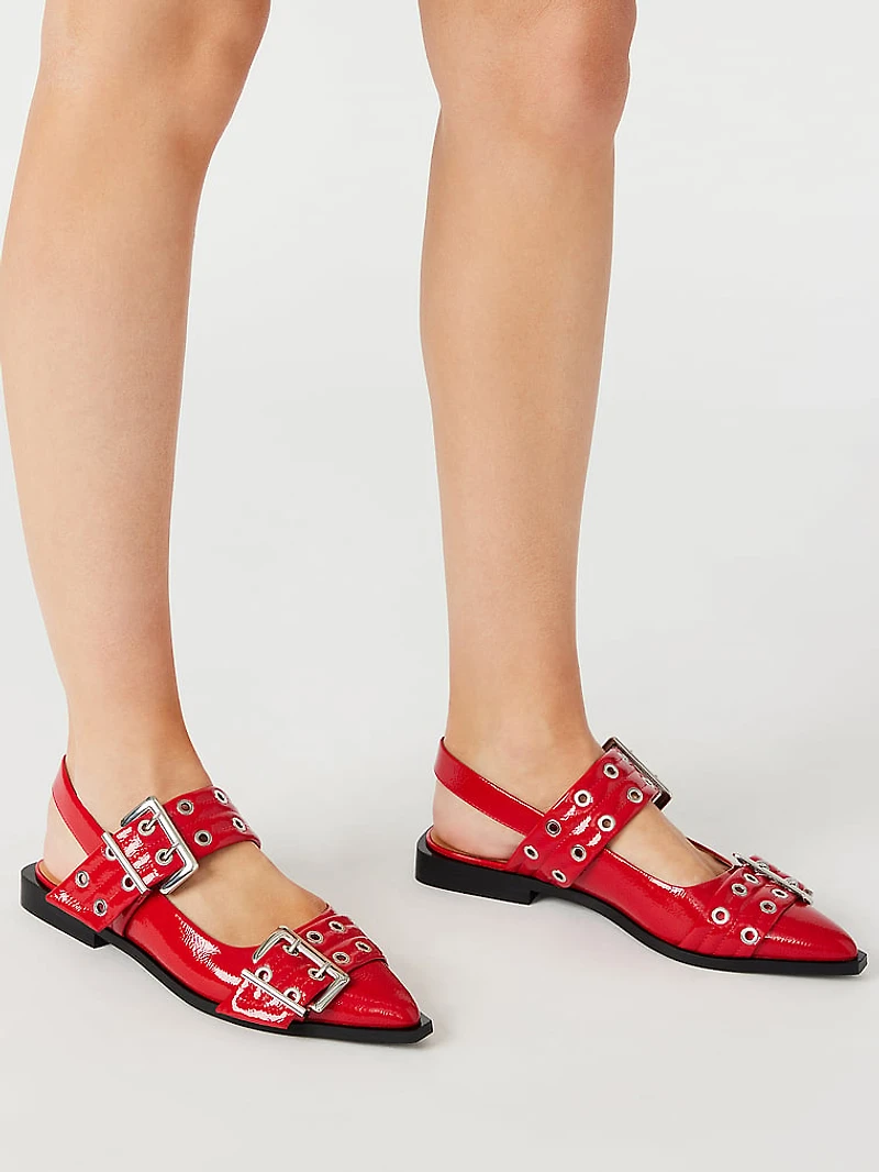 Graya Red Patent Slingback Flats