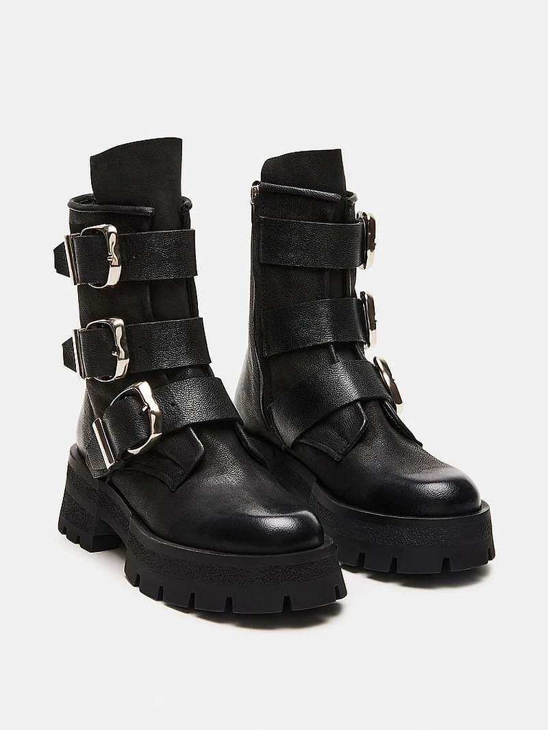 Roland Black Leather Ankle Booties