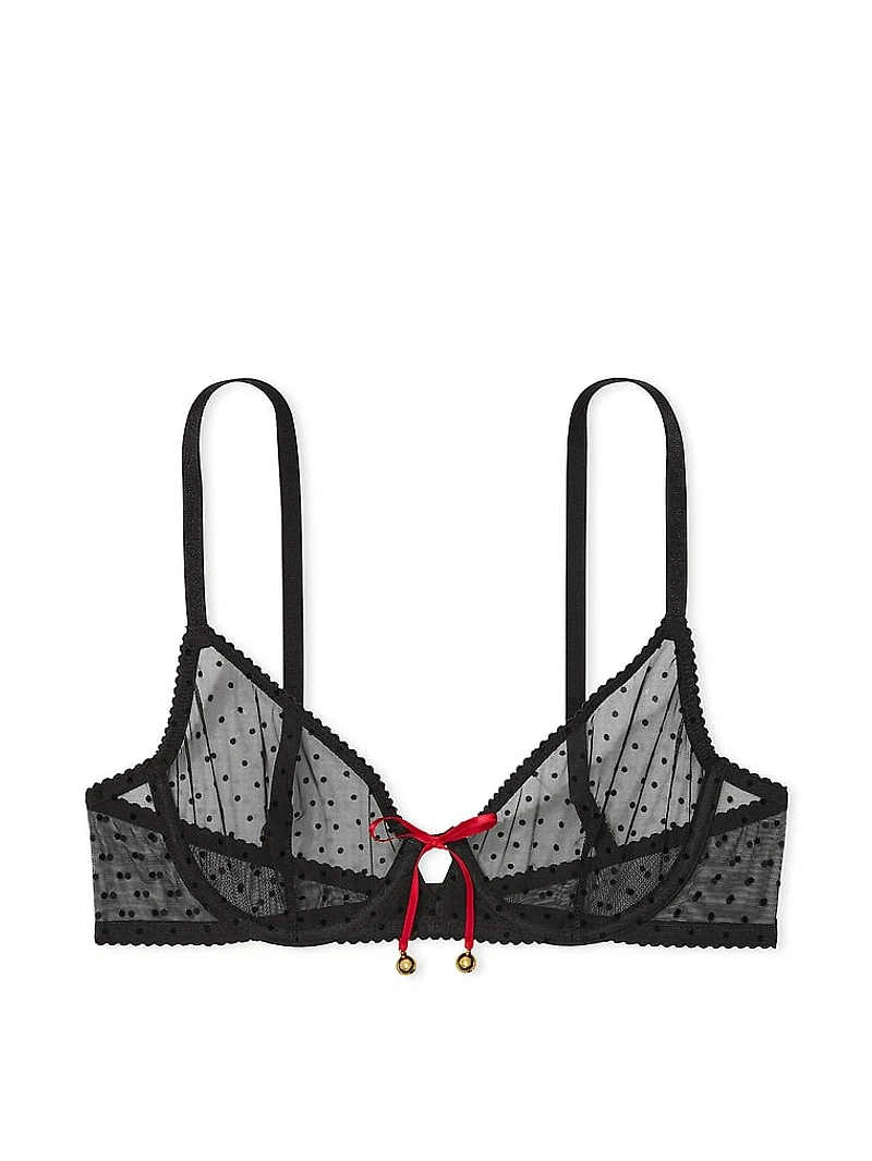 Jingle Bells Mesh Unlined Demi Bra