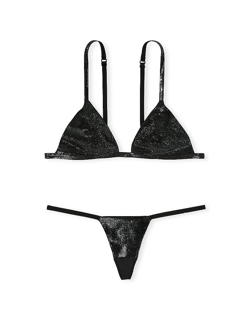 Shine Triangle Bralette &  V-String Panty Set