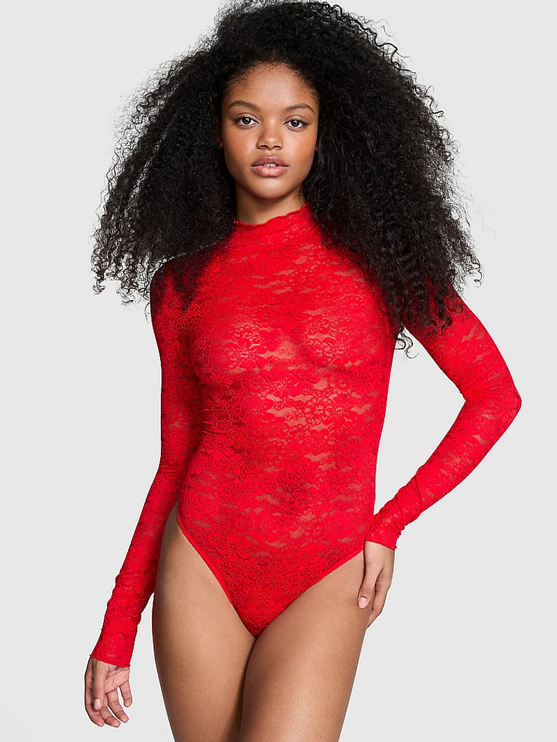 Wink Lace Long-Sleeve Bodysuit