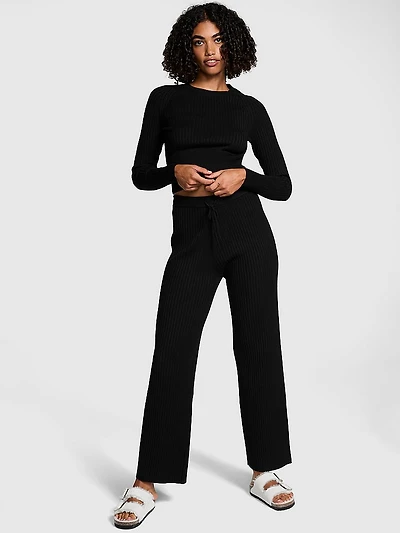 Ribbed Knit Long-Sleeve Top