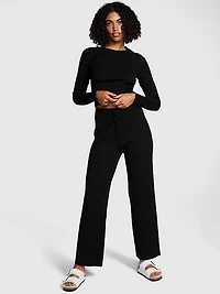 Ribbed Knit Long-Sleeve Top