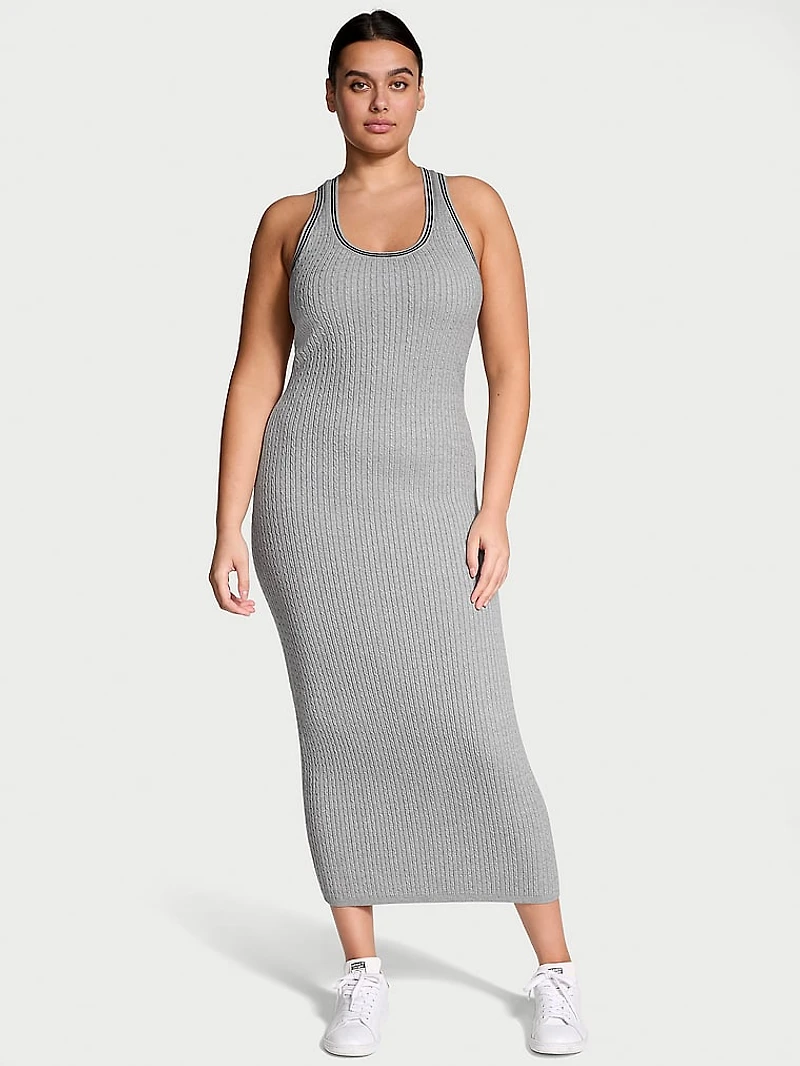 Luxe Cable-Knit Long Slip Dress