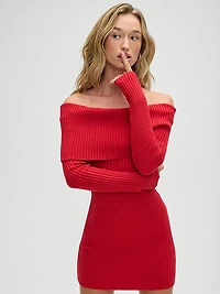 Midnight Ribbed Knit Mini Dress