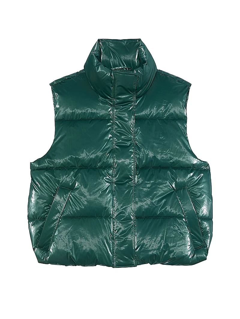 High Shine Marshmallow Puffer Vest by PINK