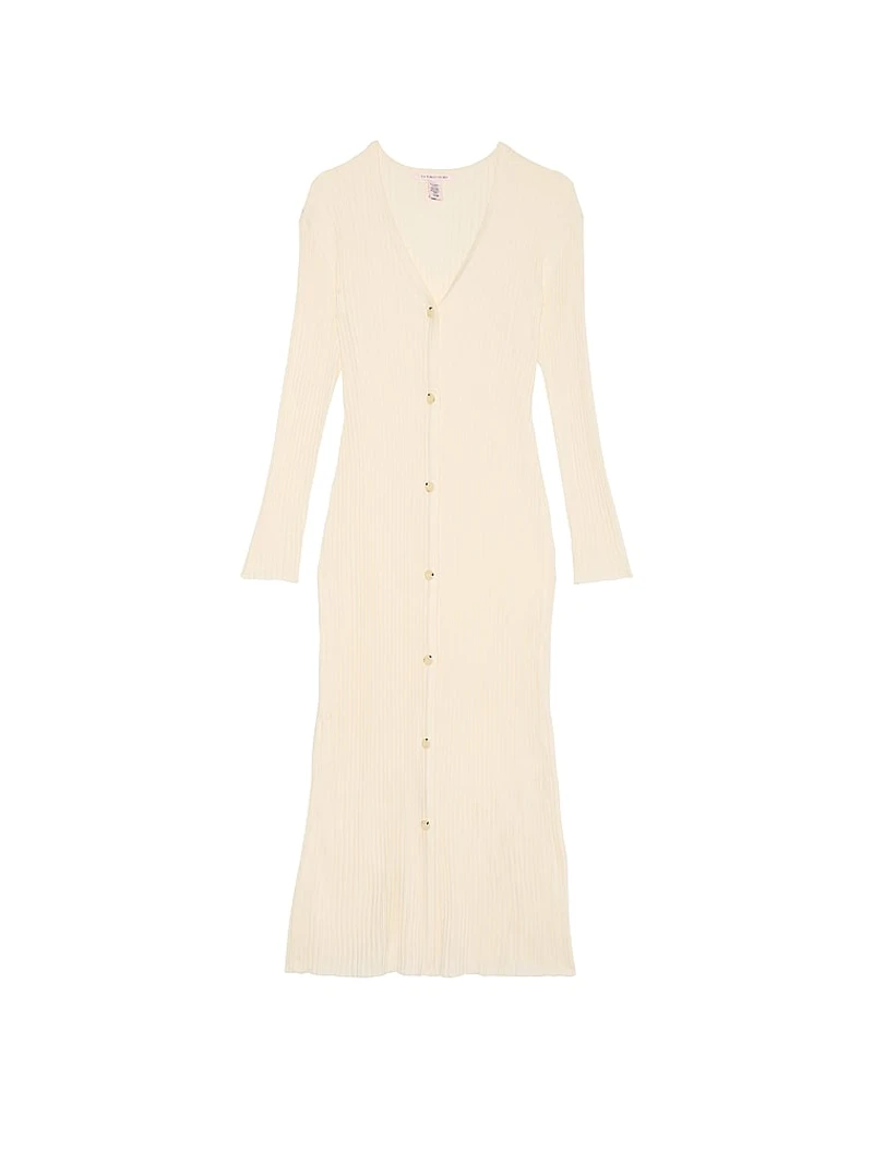Luxe Crème Knit Cardigan Dress