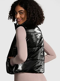 High Shine Marshmallow Puffer Vest by PINK