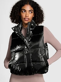 High Shine Marshmallow Puffer Vest by PINK