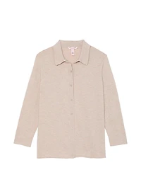 Luxe Crème Knit Button-Up Shirt