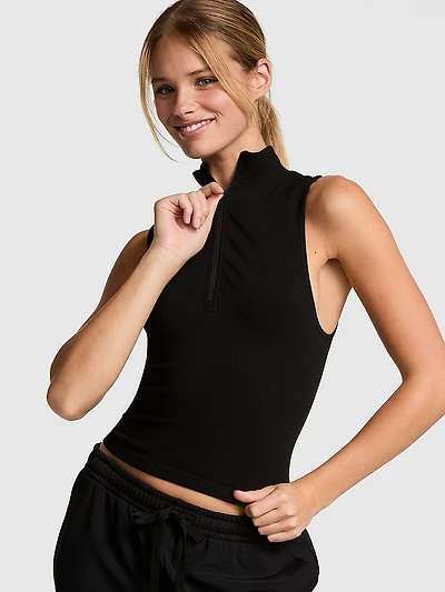 Winter Seamless Half-Zip Tank Top