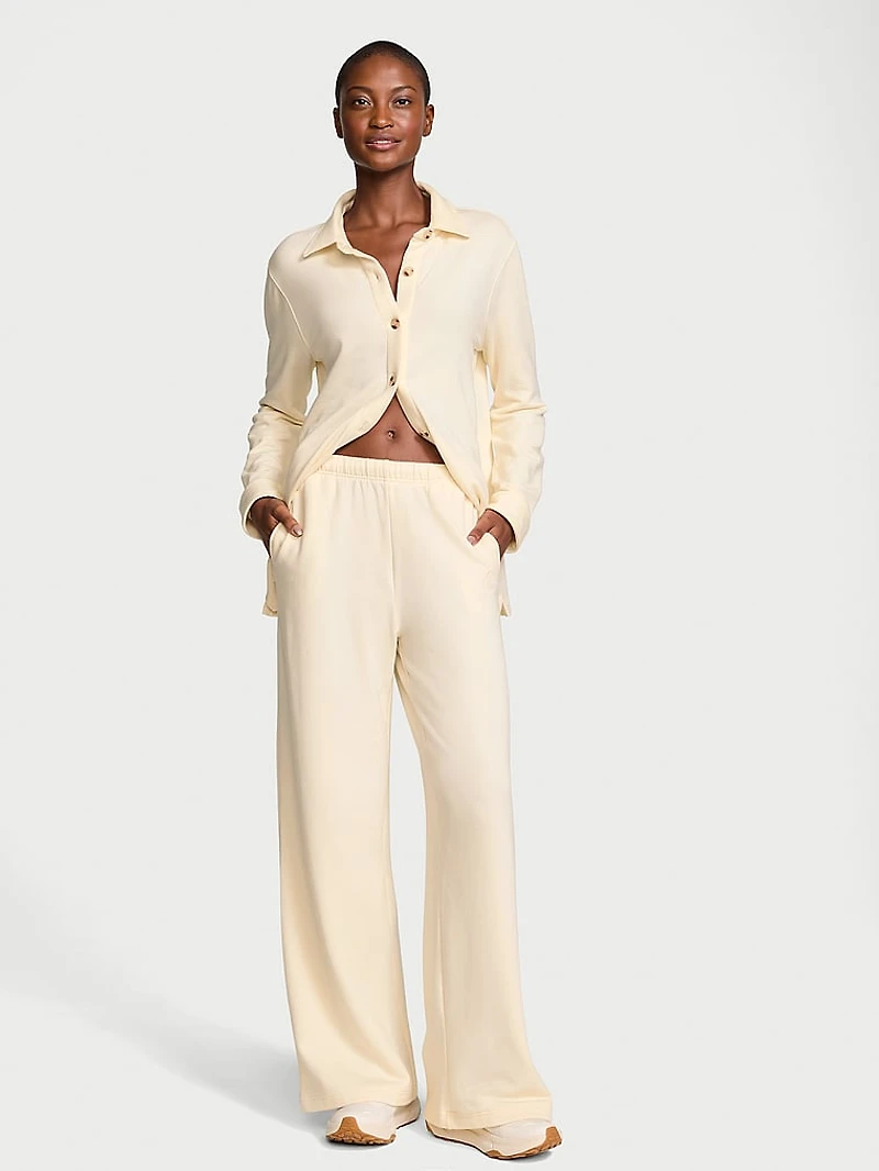Brushed Modal Fleece Wide-Leg Lounge Pants