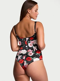 Atelier Victoria's Secret Noir Satin Lace-Trim Cupped Bodysuit