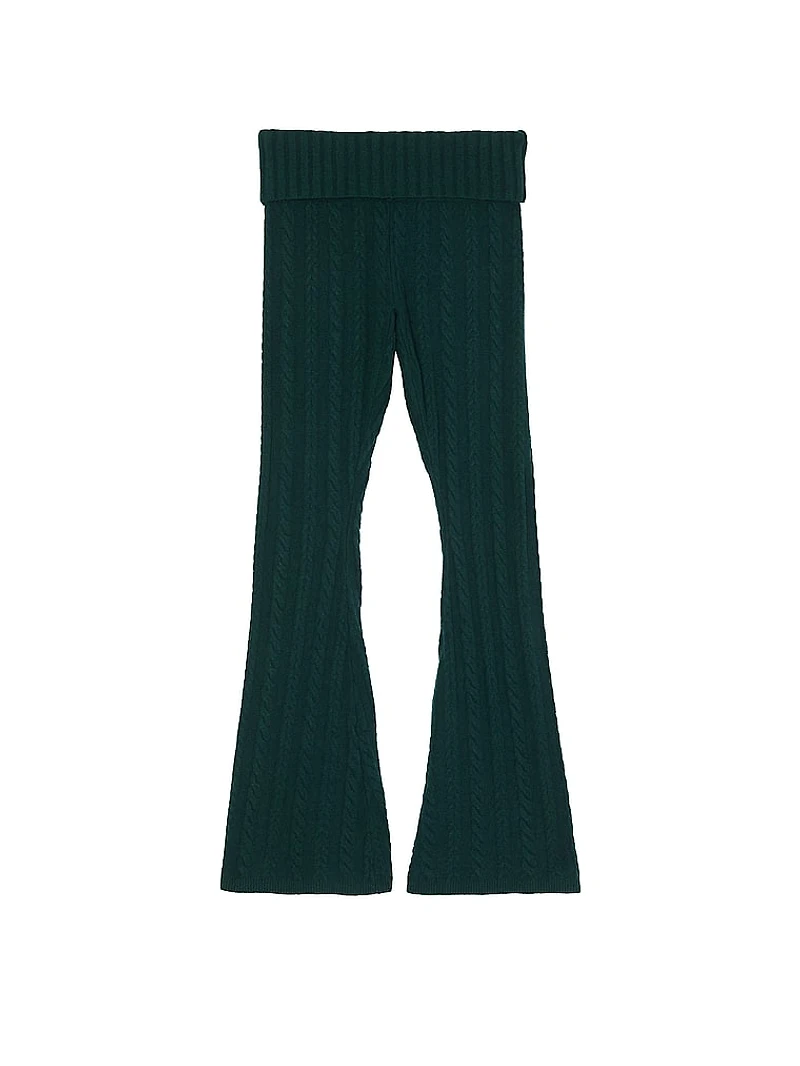 Collegiate Cable-Knit Foldover Flare Pants