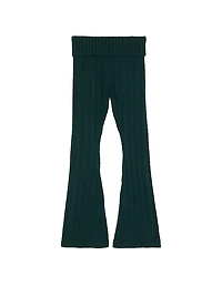 Collegiate Cable-Knit Foldover Flare Pants