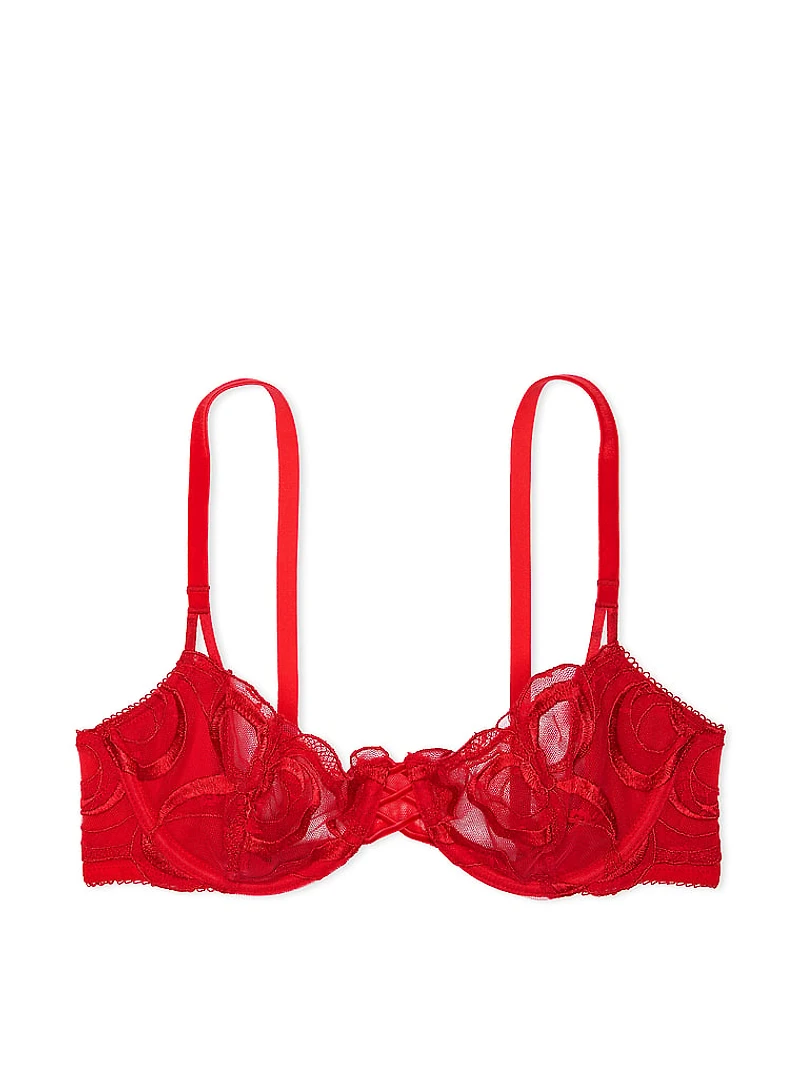 Wicked Unlined Boho Floral Embroidery Balconette Bra
