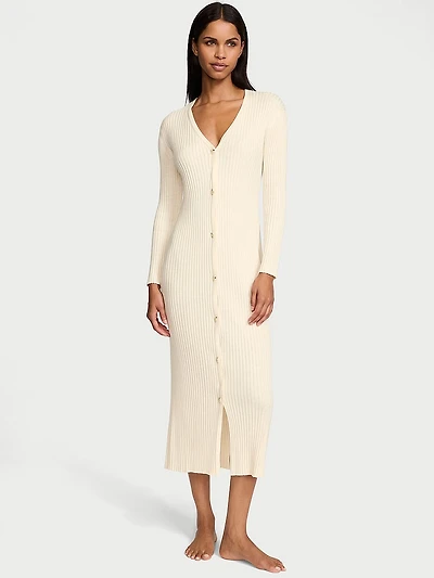 Luxe Crème Knit Cardigan Dress