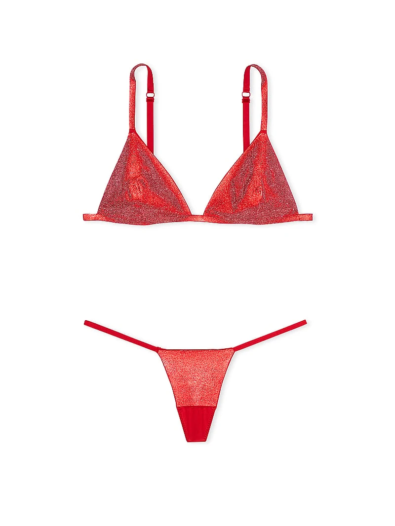 Shine Triangle Bralette &  V-String Panty Set
