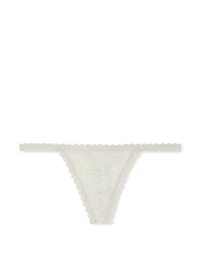Lace-Trim Cotton V-String Panty
