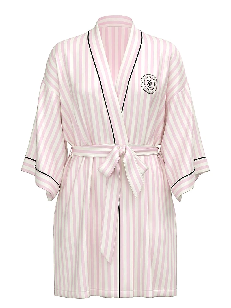Satin Short Piped Robe