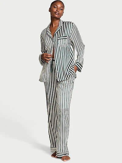 Glazed Satin Long Pajama Set