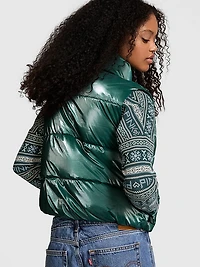 High Shine Marshmallow Puffer Vest by PINK