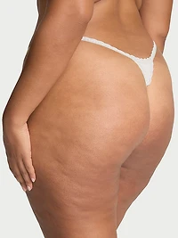 Lace-Trim Cotton V-String Panty