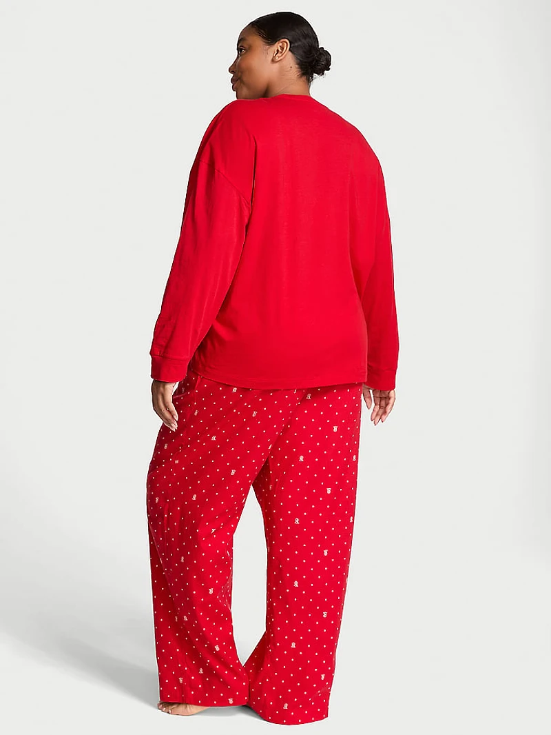 Flannel Long-Sleeve Tee-Jama Set