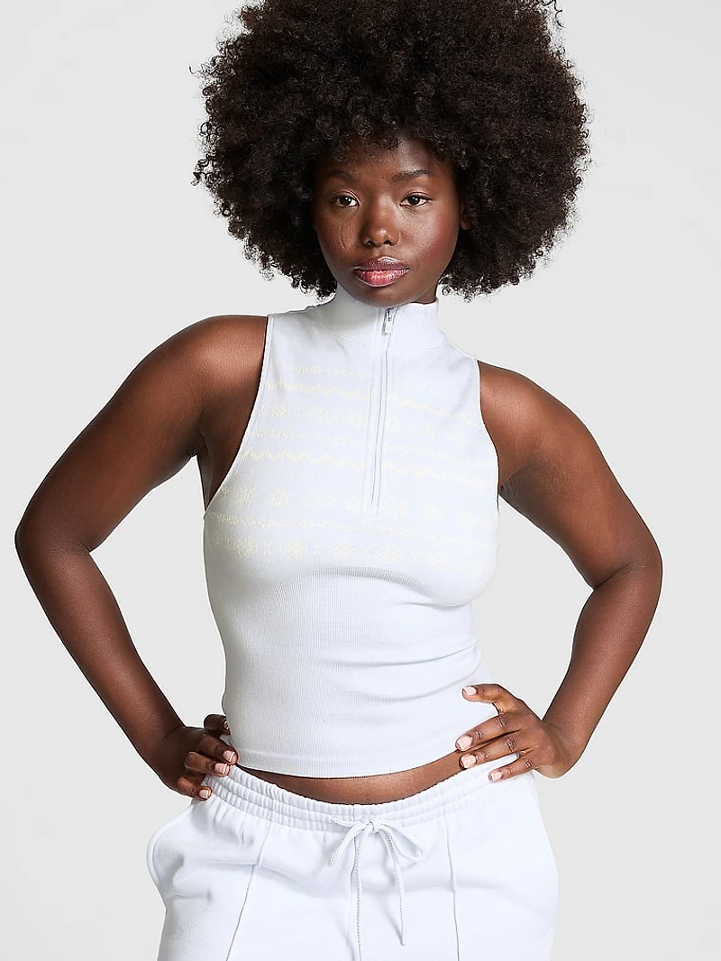 Winter Seamless Half-Zip Tank Top