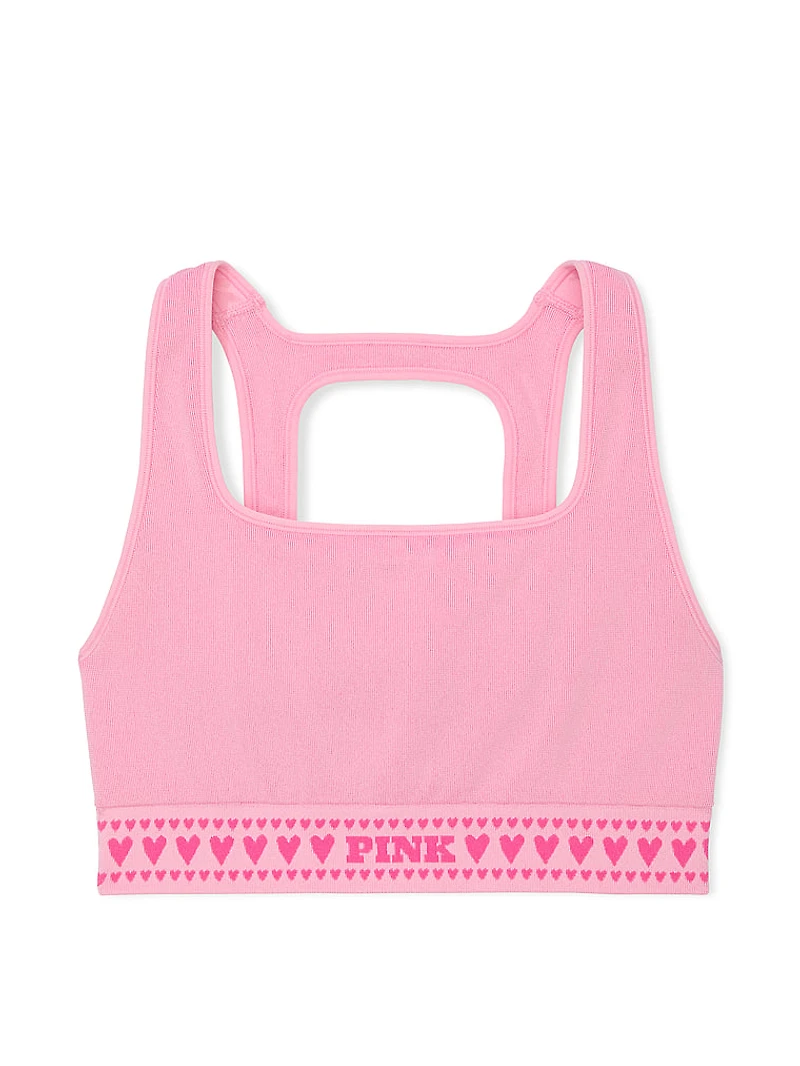 Seamless Hearts Square-Neck Longline Sports Bra