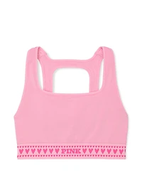 Seamless Hearts Square-Neck Longline Sports Bra