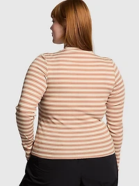 Multi Rib Mock-Neck Long-Sleeve Tee
