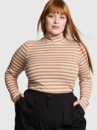 Multi Rib Mock-Neck Long-Sleeve Tee