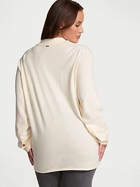 Luxe Crème Knit Button-Up Shirt