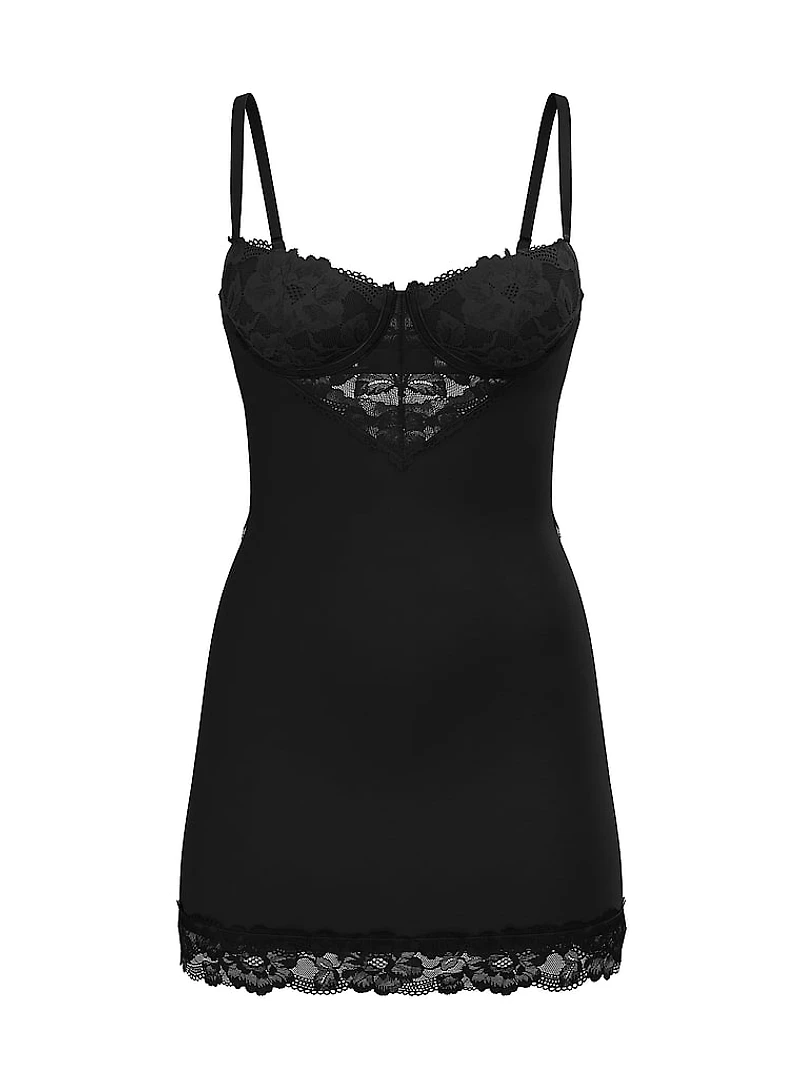 Modal & Lace Cupped Mini Slip Dress