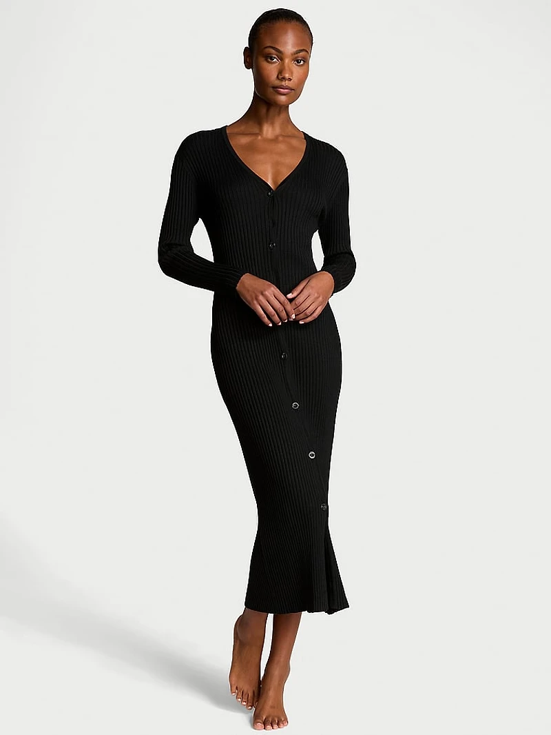 Luxe Crème Knit Cardigan Dress