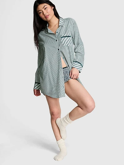 Festive Flannel Velvet-Trim Sleepshirt