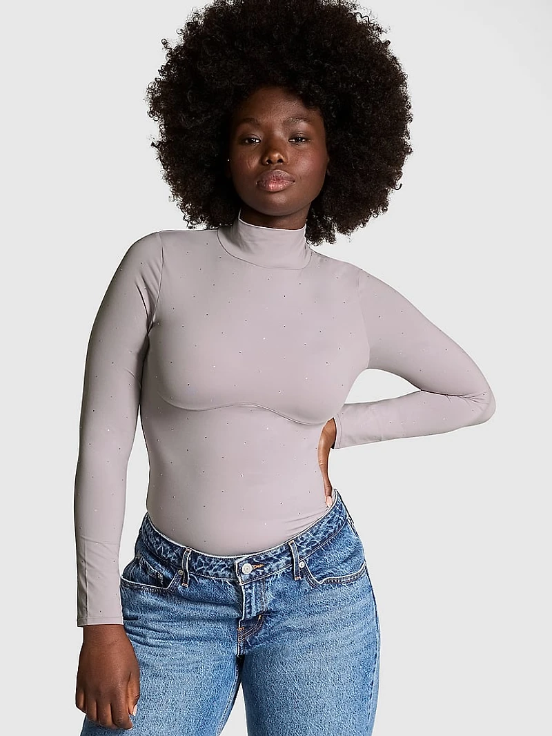 Base Stretch Mock-Neck Long-Sleeve Top