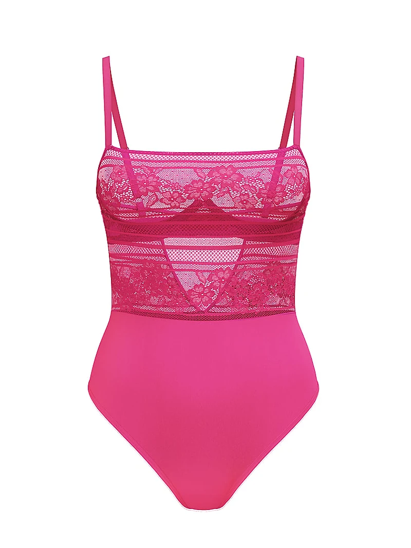 Lacie Striped Floral Underwire Bodysuit