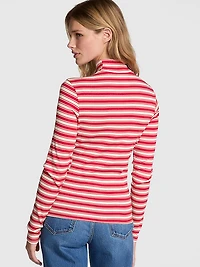 Multi Rib Mock-Neck Long-Sleeve Tee