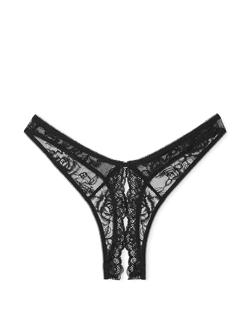Rose Lace Shimmer High-Leg Thong Panty
