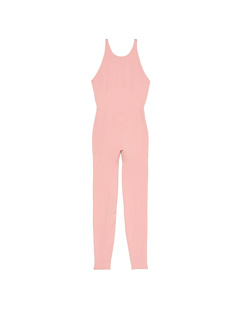 Seamless Hearts High-Neck Long Workout Onesie