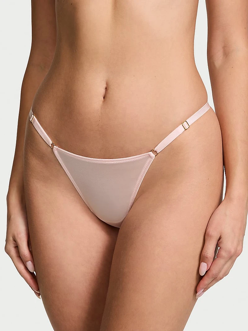 Rose Lace Denim Patch V-String Panty