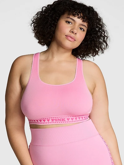 Seamless Hearts Square-Neck Longline Sports Bra