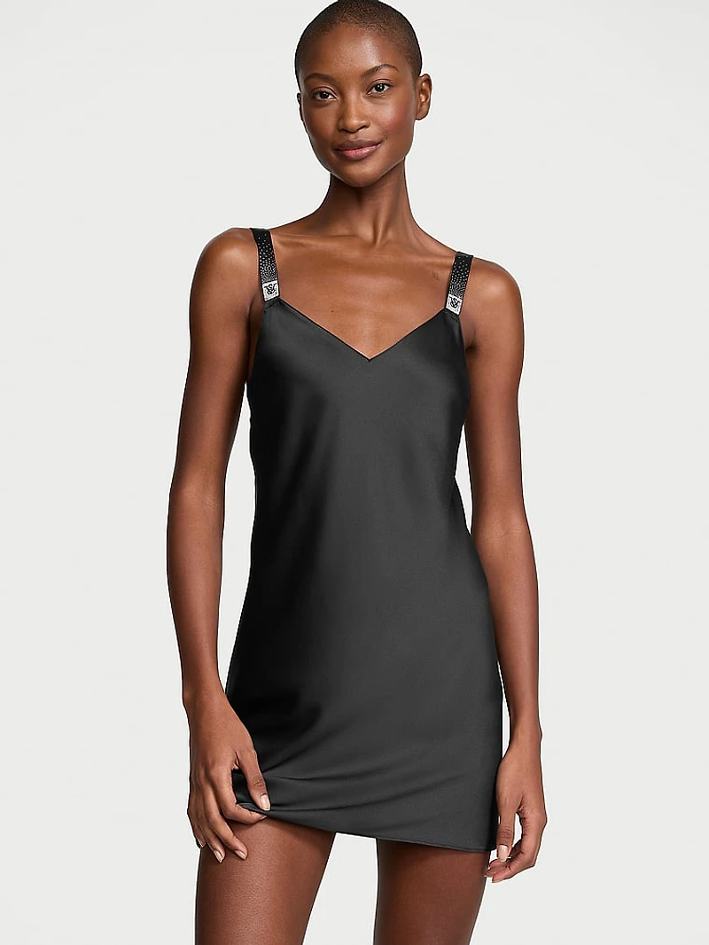 Scattered Shine Strap Satin Strappy-Back Slip