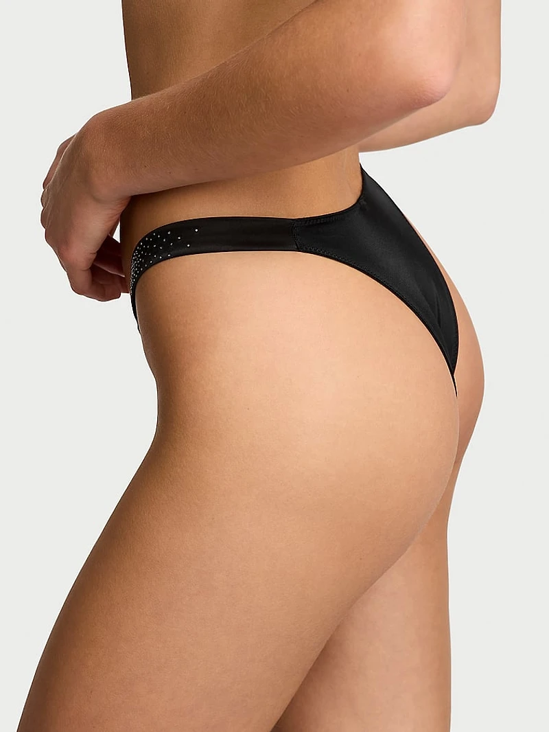 Scattered Shine Strap Crotchless Brazilian Panty