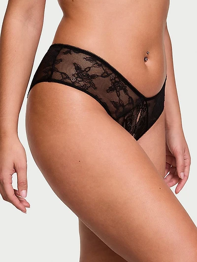 Rose Lace-Trim High-Leg Cheeky Panty