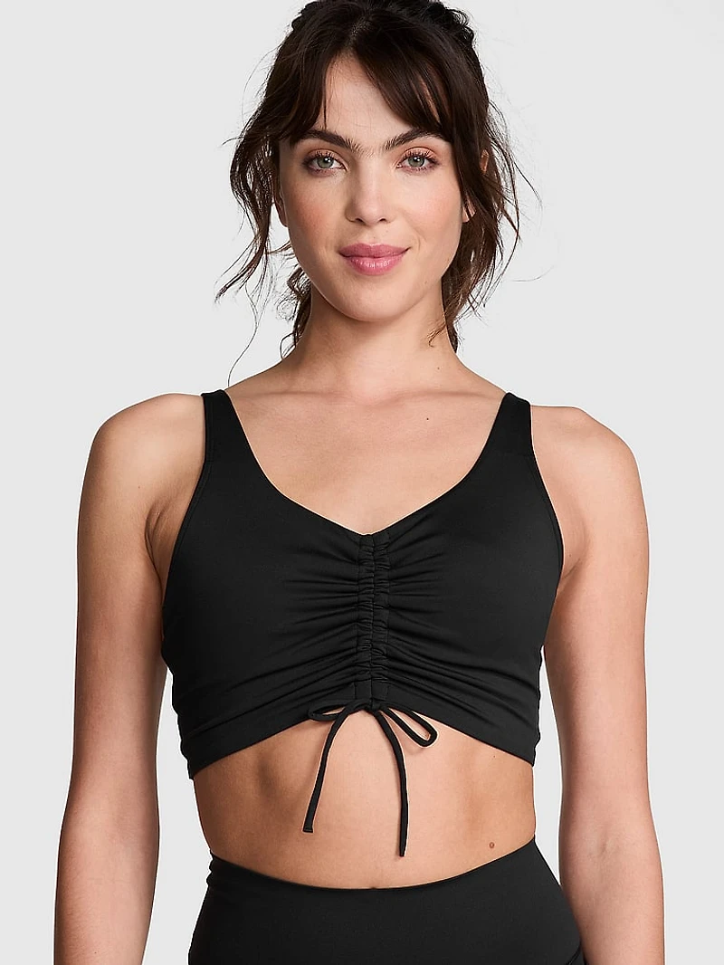 Relay Ruched Plunge Sports Bra