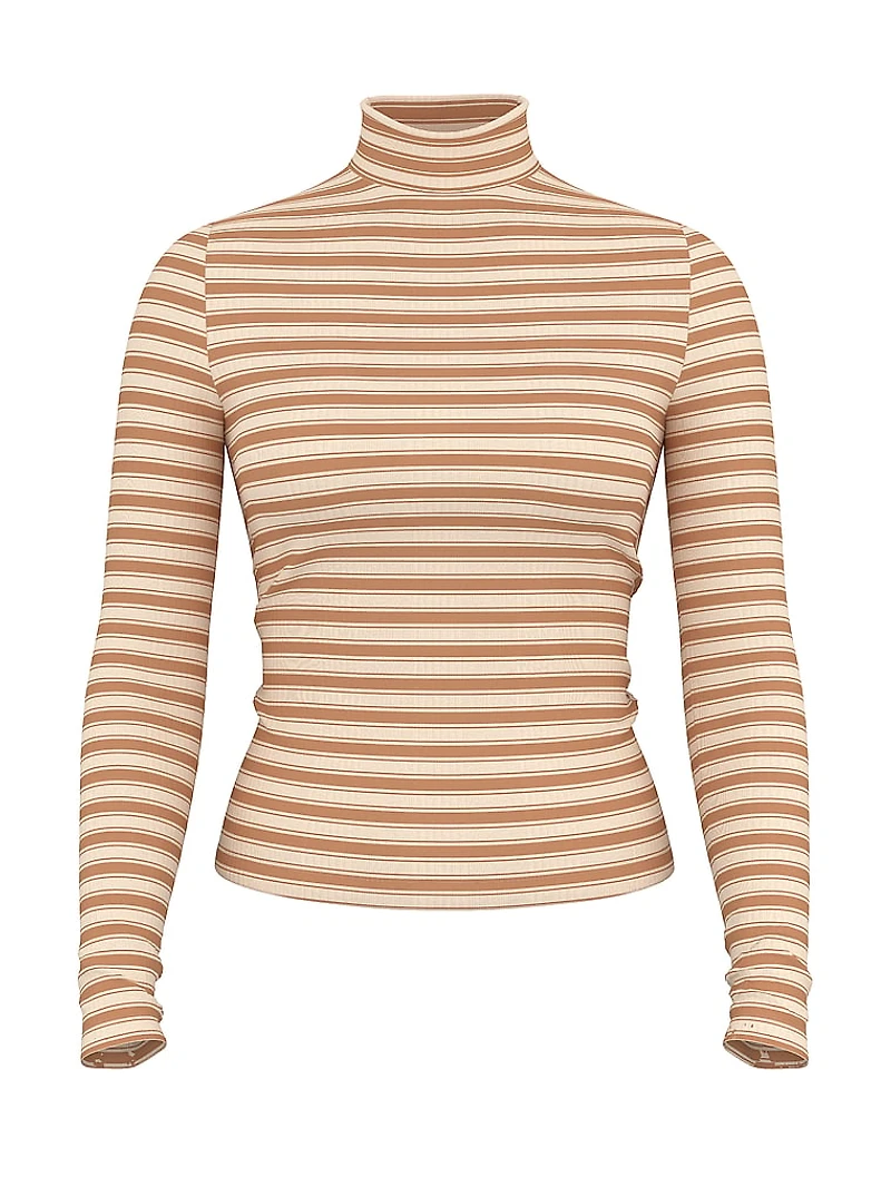 Multi Rib Mock-Neck Long-Sleeve Tee
