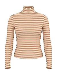 Multi Rib Mock-Neck Long-Sleeve Tee